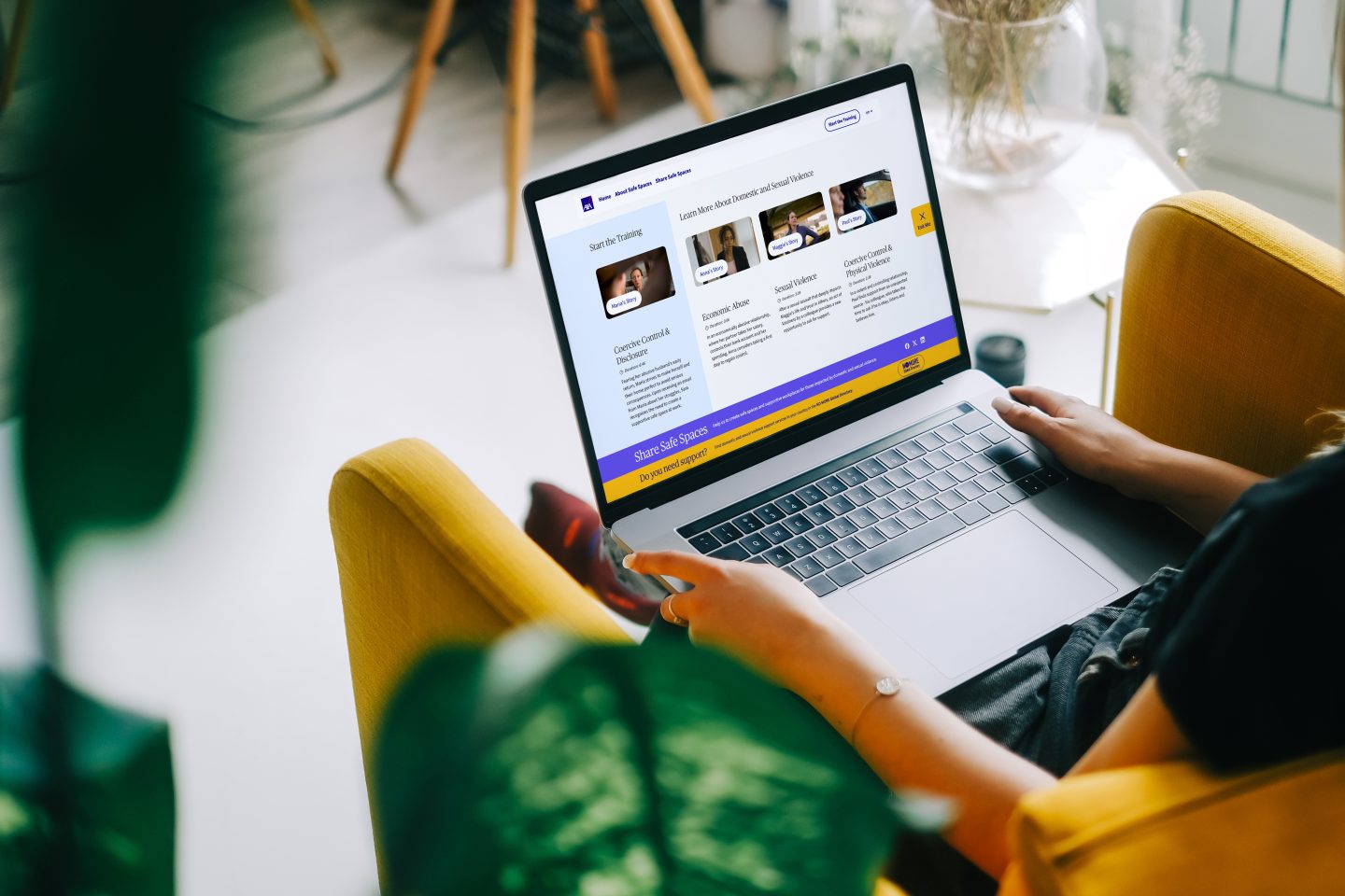 Safe Spaces website on a laptop
