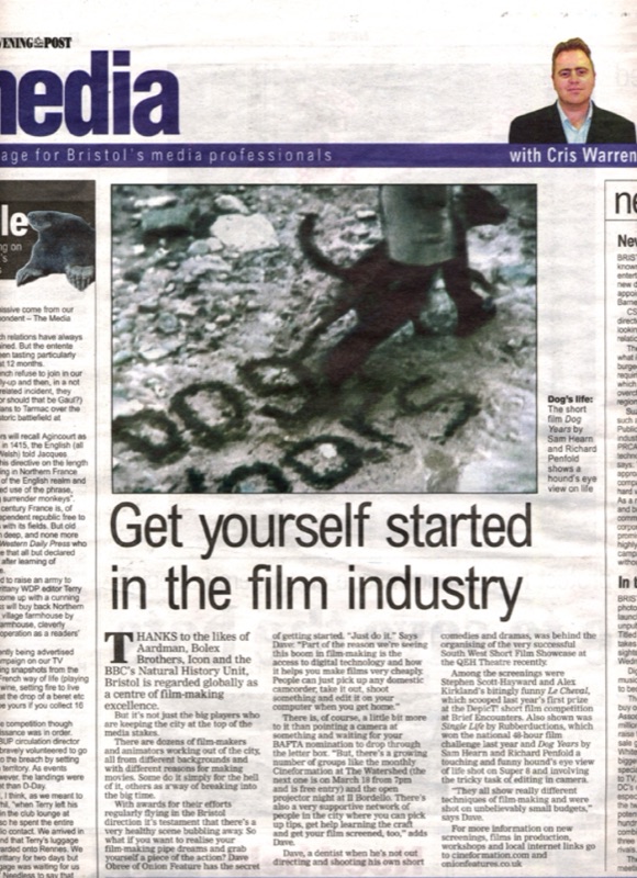 Evening Post media page, 2003, featuring Dog Years